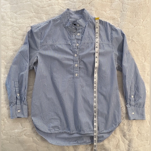 J.Crew blue and white striped cotton popover shirt size 2 - Picture 5 of 9